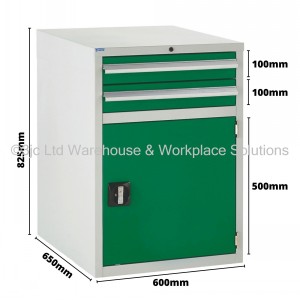Euroslide Storage Cabinet 2 Drawer & Cupboard 825mm